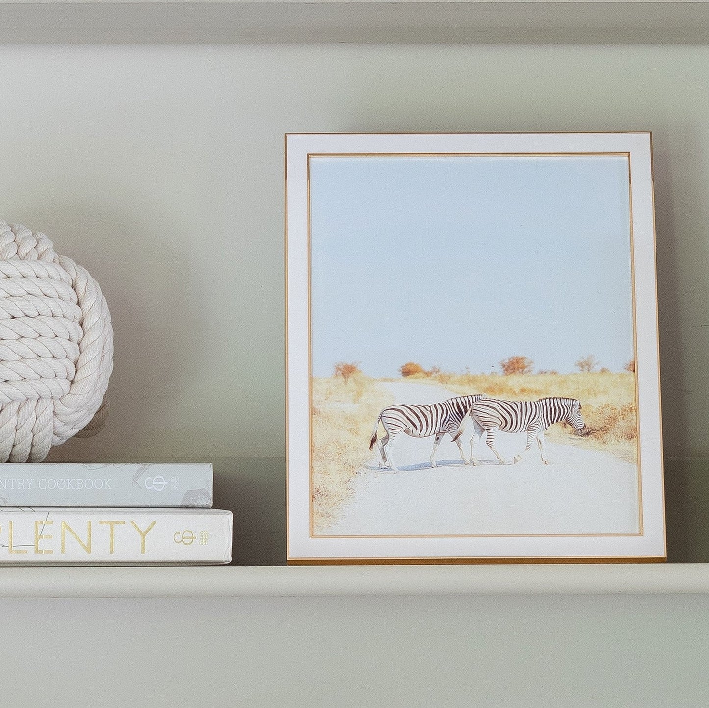 Enamel Frame - White with Gold Trim