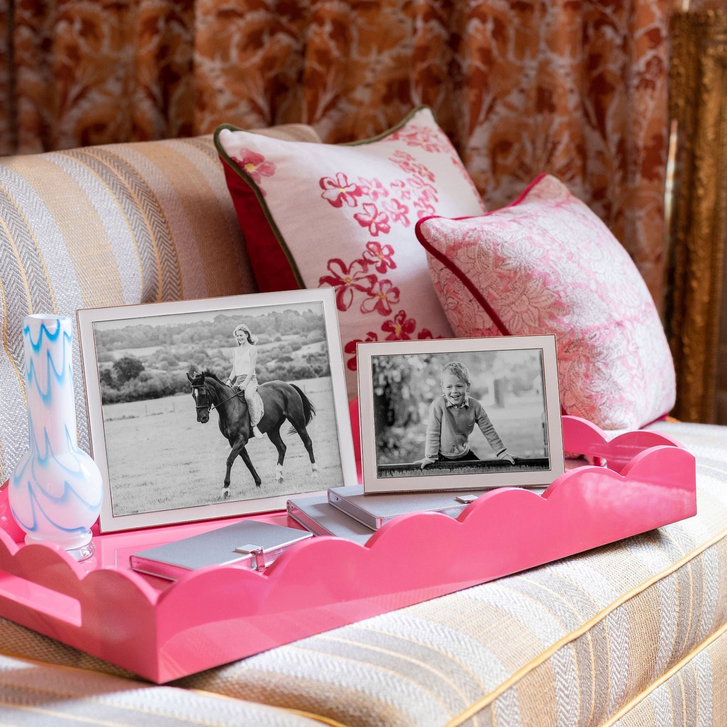 Enamel Frame - White with Silver Trim