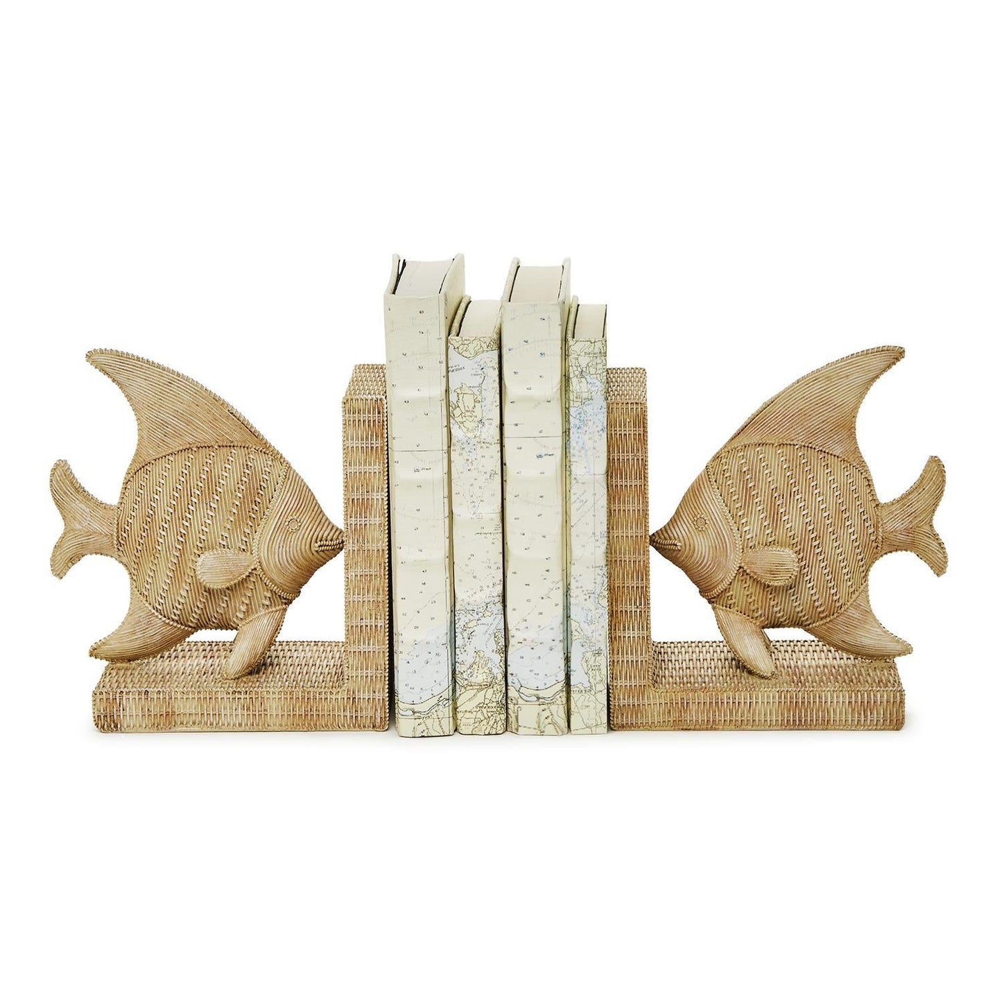 Basket Weave Resin Fish Bookends - Resin - Set of 2