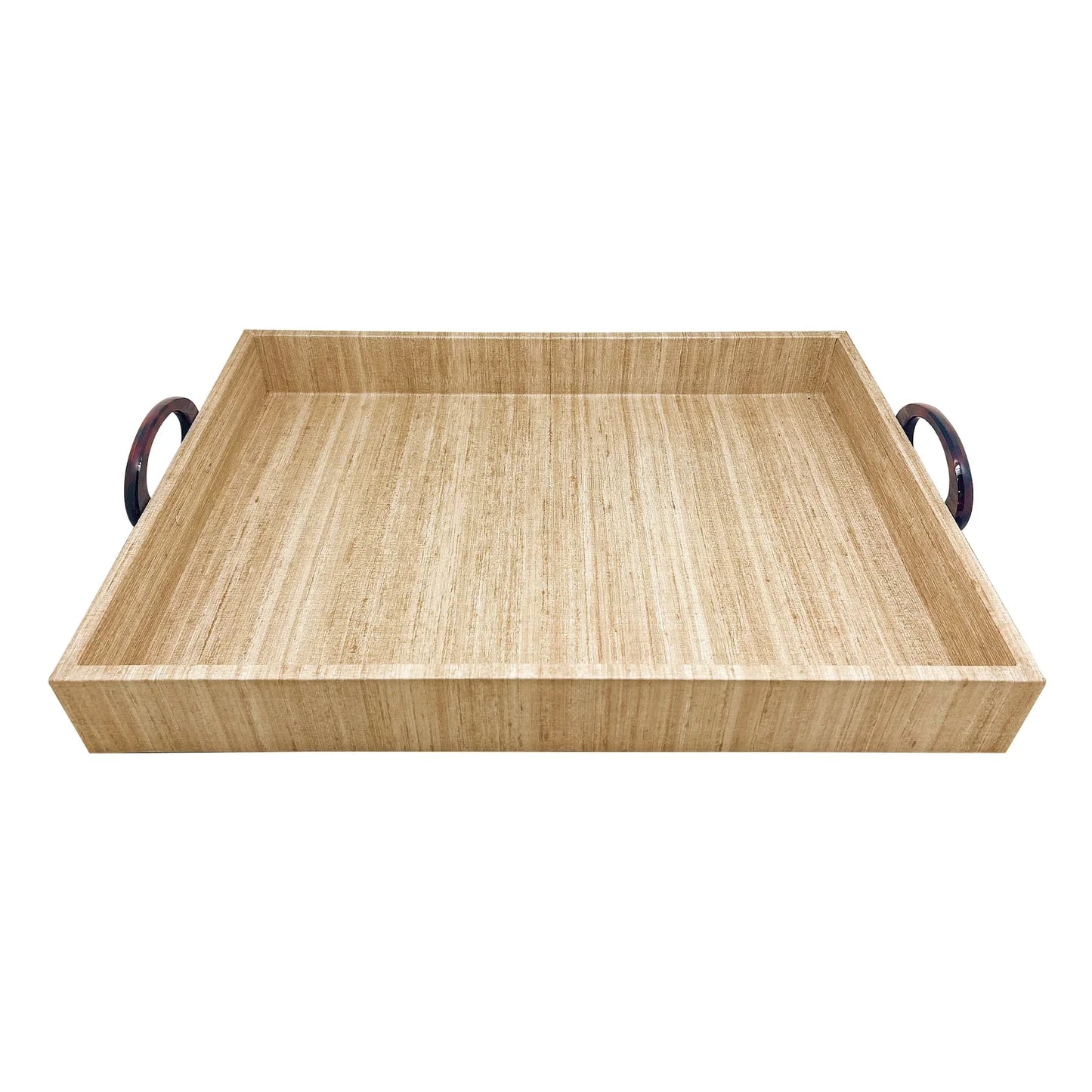 Mallorca Faux Grasscloth Tray with Tortoise Handles