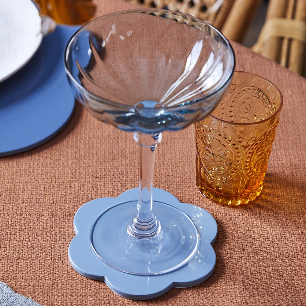 Chambray Blue Scallop Coasters (Set of 4)