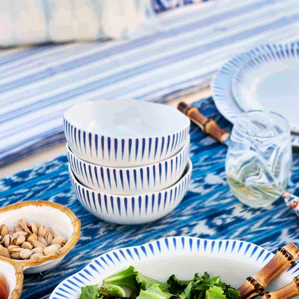 Sitio Stripe Cereal/Ice Cream Bowl - Delft Blue (Set of 4)