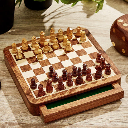 Magnetic Chess Set in Hand-Crafted Wood Box