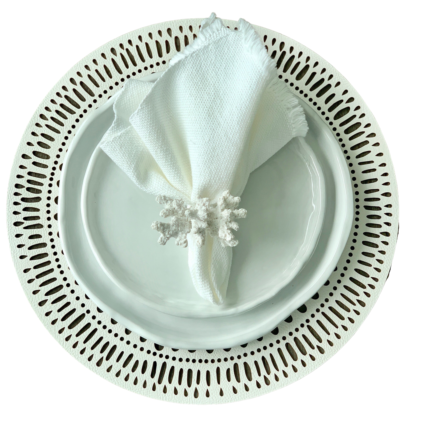 White Fringe Napkins-Set of 4