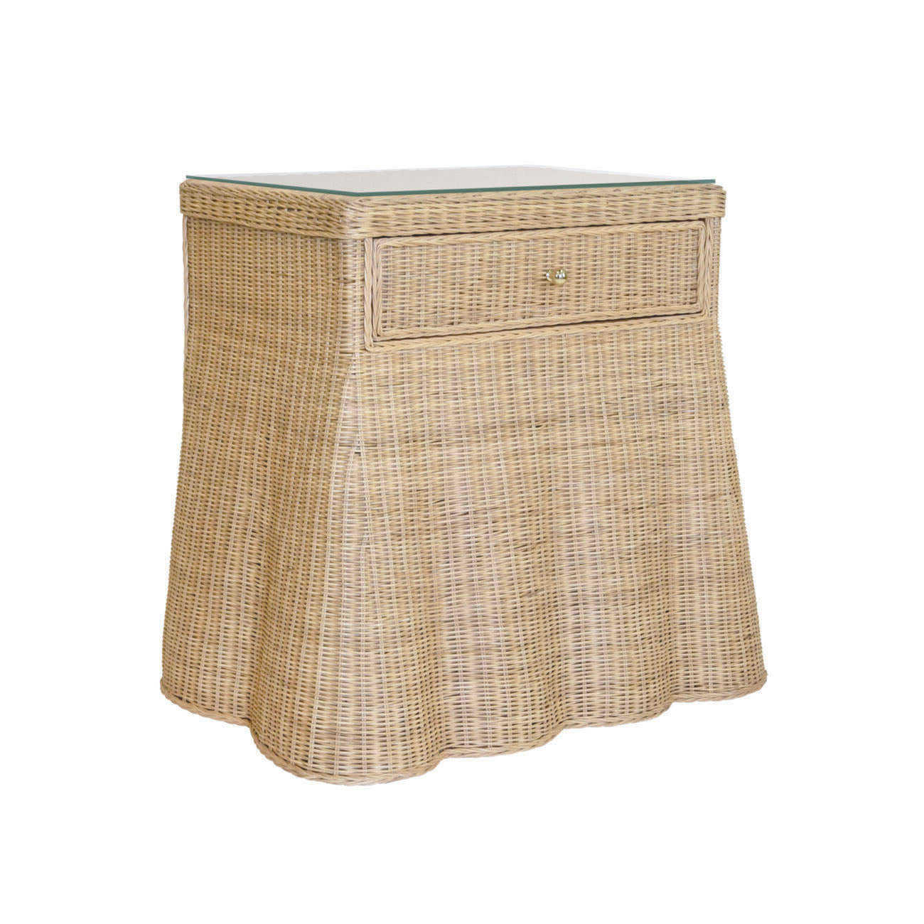 Giselle Rattan Side Table with Glass Top