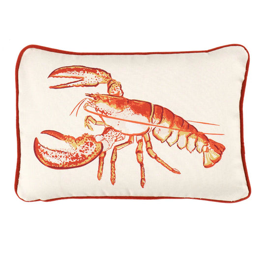 Lobster Coral UV Velvet Piped Edge & Back Outdoor Lumbar Pillow
