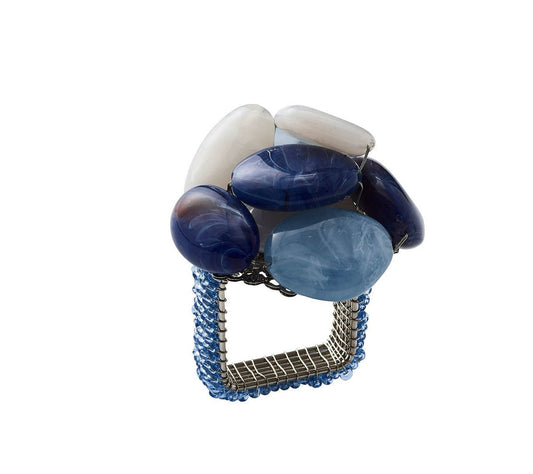 Sea Stone Napkin Rings - Navy -  Set of 4