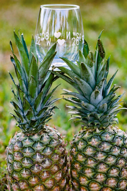 Vino-Engraved Coordinates Glasses - Set of Two